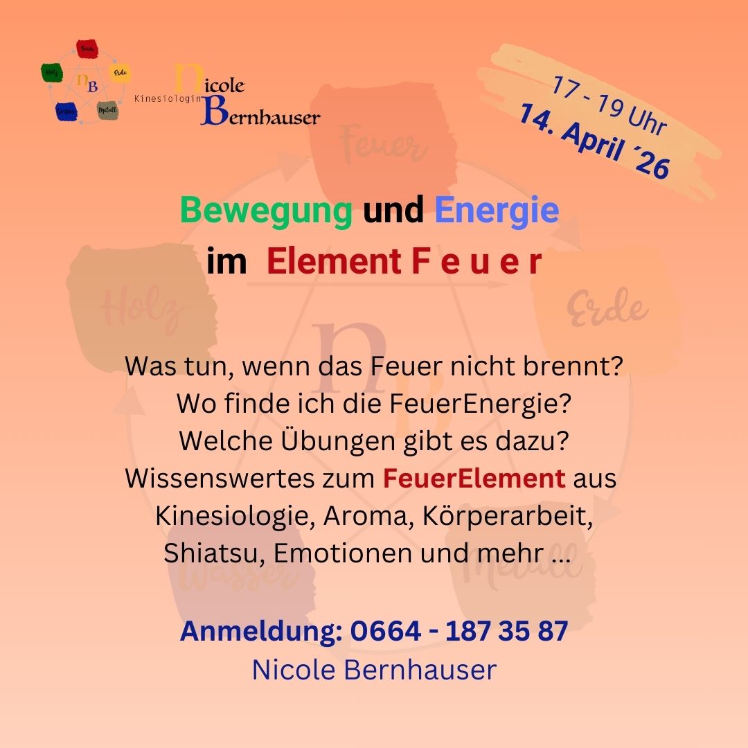 Workshop zum Element Feuer am 14. April 26