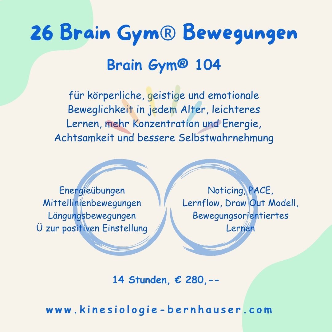 Brain Gym Bewegungen, Kurs 104, im Murtal