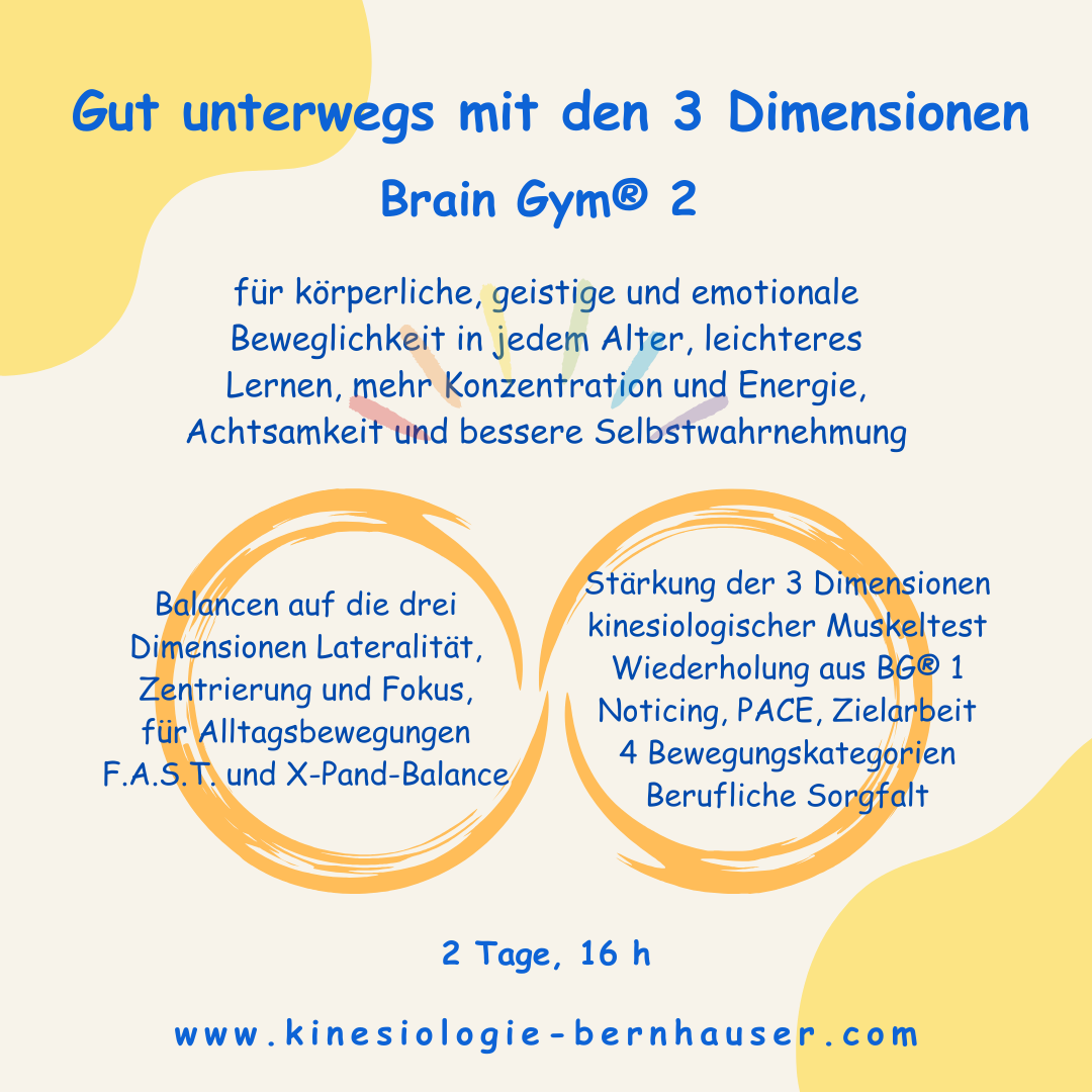 Brain Gym 2 - Kinesiologiekurse im Murtal